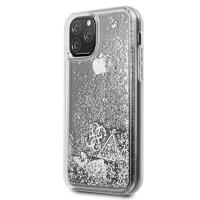 Guess Liquid Glitter Hearts - Etui iPhone 11 Pro (srebrny)