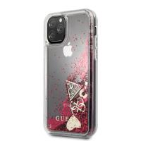 Guess Liquid Glitter Hearts - Etui iPhone 11 Pro (malinowy)