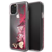Guess Liquid Glitter Hearts - Etui iPhone 11 Pro Max (malinowy)
