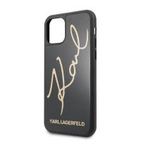 Karl Lagerfeld Double Layers Tempered Glass Glitter Signature Case - Etui iPhone 11 Pro (czarny)