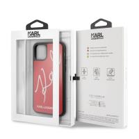 Karl Lagerfeld Double Layers Tempered Glass Glitter Signature Case - Etui iPhone 11 Pro (czerwony)