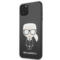 Karl Lagerfeld Double Layer Glitter Tempered Glass - Etui iPhone 11 Pro Max ze szklanym tyłem (czarny)