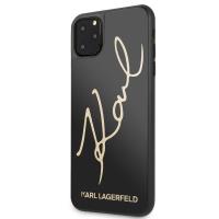 Karl Lagerfeld Double Layers Tempered Glass Glitter Signature Case -  Etui iPhone 11 Pro Max (czarny)