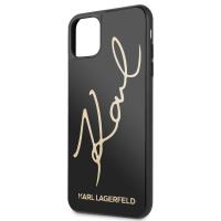 Karl Lagerfeld Double Layers Tempered Glass Glitter Signature Case - Etui iPhone 11 Pro Max (czarny)