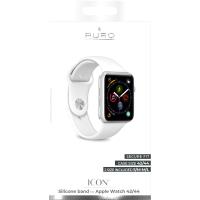 PURO ICON - Elastyczny pasek sportowy do Apple Watch 42/44/45 mm (S/M & M/L) (biały)