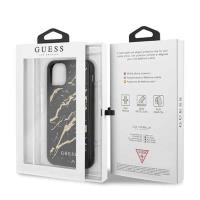 Guess Marble Glass Gold Glitter - Etui iPhone 11 Pro (czarny)