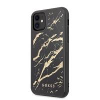 Guess Marble Glass Gold Glitter - Etui iPhone 11 (czarny)
