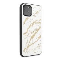 Guess Marble Glass Gold Glitter - Etui iPhone 11 Pro Max (biały)