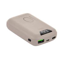 PURO Compact Power Bank - Power bank dla smartfonów i tabletów 10000 mAh, USB-A, USB-C, 15 W + wyświetlacz LED (Dove Grey)