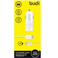 Budi - Ładowarka samochodowa USB + kabel USB-C (Biały)