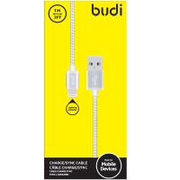 Budi - Kabel USB-A - Lightning w metalowej obudowie i oplocie, 1 m (Srebrny)