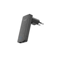 Budi - Ładowarka sieciowa 2x USB, 17W, super smukła, składana wtyczka (Czarny)