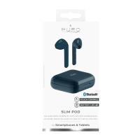 PURO SLIM POD TWS 5.0 – Bezprzewodowe słuchawki Bluetooth V5.0 z etui ładującym, wodoszczelność IPX5 (Granatowy)