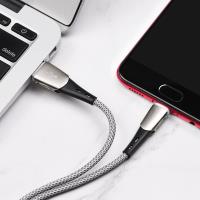 Borofone - Kabel USB-A do microUSB w oplocie z podświetlanym wtykiem, 1,2 m (Czarny/Szary)