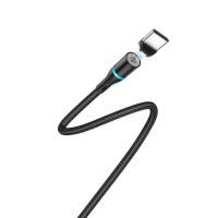 Borofone - Kabel USB-A do USB-C z magnetyczną końcówką i podświetleniem, 1,2 m (Czarny)