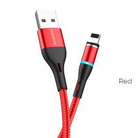 Borofone - Kabel USB-A do Lightning z magnetyczną końcówką i podświetleniem, 1,2 m (Czerwony)