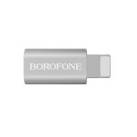 Borofone - adapter złącza micro USB na Lightning aluminium, srebrny