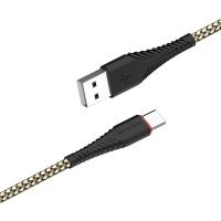 Borofone - kabel USB-A do USB-C z pozłacanym rdzeniem i nylonowym oplotem, 1m czarny