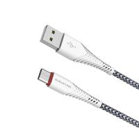 Borofone - kabel USB-A do USB-C z pozłacanym rdzeniem i nylonowym oplotem, 1m biały