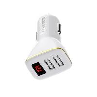 Borofone - ładowarka samochodowa 2x USB z wyświetlaczem LED, biały