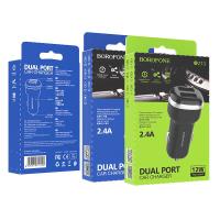 Borofone - ładowarka samochodowa 2x USB, czarny