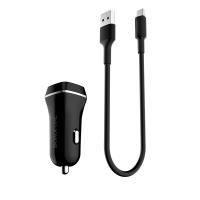 Borofone - ładowarka samochodowa 2x USB kabel USB-C w zestawie, czarny