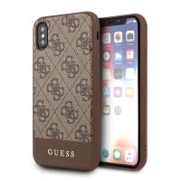 Guess 4G Bottom Stripe Collection - Etui iPhone Xs / X (brązowy)