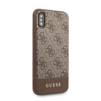 Guess 4G Bottom Stripe Collection - Etui iPhone Xs / X (brązowy)