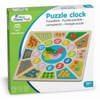 New Classic Toys - Drewniane puzzle z zegarem