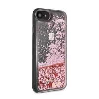 Guess Liquid Glitter Hearts - Etui iPhone SE 2020 / 8 / 7 (różowy/czerwony)