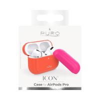 PURO ICON Fluo Case - Etui do Airpods Pro z dodatkową osłonką (Fluo Orange + Fluo Fuchsia Cap)