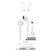 PURO ICON Stereo Earphones - Słuchawki USB-C z płaskim kablem z mikrofonem i pilotem (Biały)