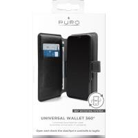 PURO Universal Wallet 360° - Uniwersalne etui obrotowe z kieszeniami na karty, rozmiar XL (czarny)