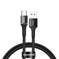 Baseus Halo Data HW Flash Charge Cable - Kabel połączeniowy USB do USB-C 40W 1m (czarny)