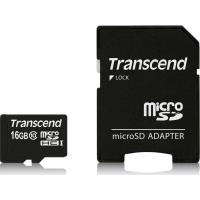 Transcend Memory microSDHC - Karta pamięci 16 GB Class 10 UHS-I 20/14 MB/s z adapterem