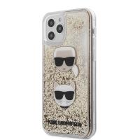 Karl Lagerfeld Liquid Glitter 2 Heads - Etui iPhone 12 / iPhone 12 Pro (złoty)