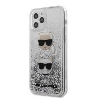 Karl Lagerfeld Liquid Glitter 2 Heads - Etui iPhone 12 / iPhone 12 Pro (srebrny)