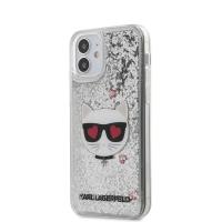Karl Lagerfeld Liquid Glitter Choupette - Etui iPhone 12 Mini (srebrny)