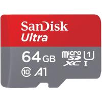 SanDisk Ultra microSDXC - Karta pamięci 64 GB A1 Class 10 USH-I U1 120MB/s z adapterem