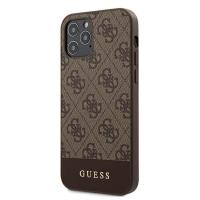 Guess 4G Bottom Stripe Collection - Etui iPhone 12 / iPhone 12 Pro (brązowy)