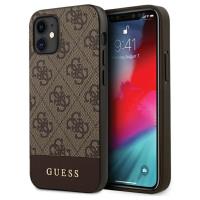 Guess 4G Bottom Stripe Collection - Etui iPhone 12 mini (brązowy)