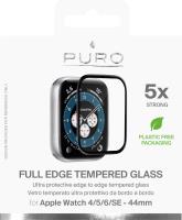 PURO Full Edge Tempered Glass - Szkło ochronne hartowane na ekran Apple Watch 4/5/6/SE 44 mm (czarna ramka)