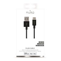 PURO Plain - Kabel połączeniowy USB Apple złącze Lightning MFi 1m (czarny)