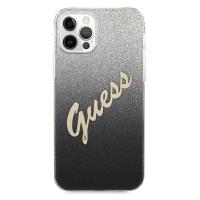 Guess Glitter Gradient Script - Etui iPhone 12 Pro Max (czarny)