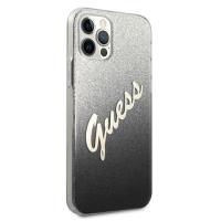 Guess Glitter Gradient Script - Etui iPhone 12 / iPhone 12 Pro (czarny)
