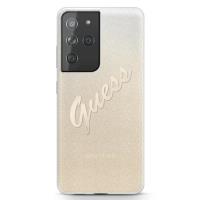 Guess Glitter Gradient Script - Etui Samsung Galaxy S21 Ultra (złoty)