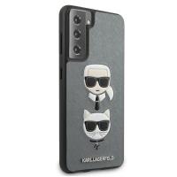Karl Lagerfeld Saffiano Karl & Choupette Heads - Etui Samsung Galaxy S21 (srebrny)