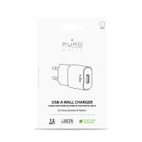 PURO White Mini Travel Fast Charger – Szybka ładowarka sieciowa USB-A 12 W 2.4 A (biały)