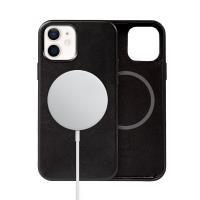 Crong Essential Cover Magnetic - Etui ze skóry iPhone 12 / iPhone 12 Pro MagSafe (czarny)