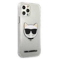 Karl Lagerfeld Choupette Head Glitter - Etui iPhone 12 Pro Max (srebrny)